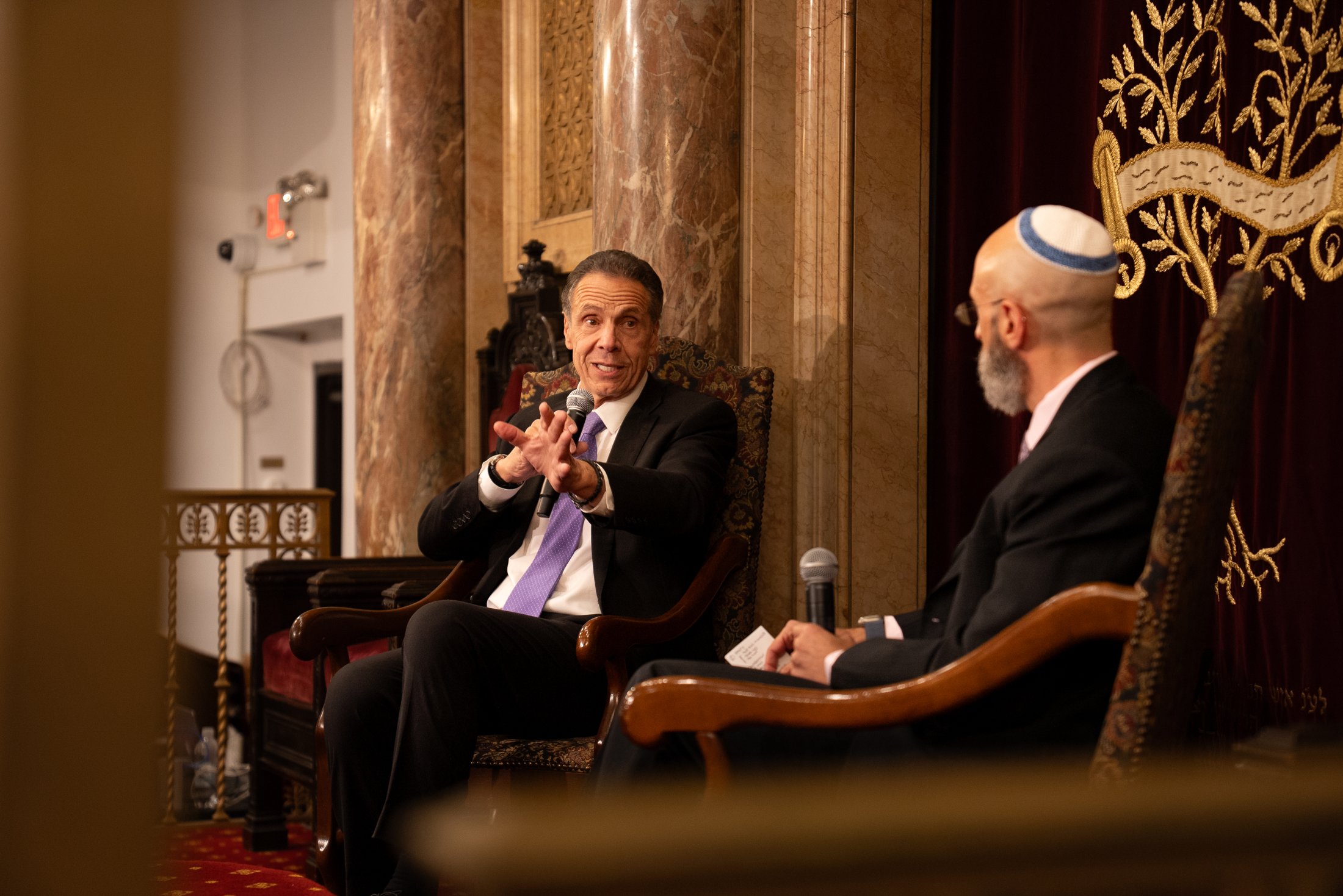Former Governor Andrew Cuomo in conversation with Elisha Wiesel